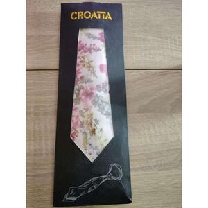 Croatta Floral Tie Pink Green White Flowers Silk Blend